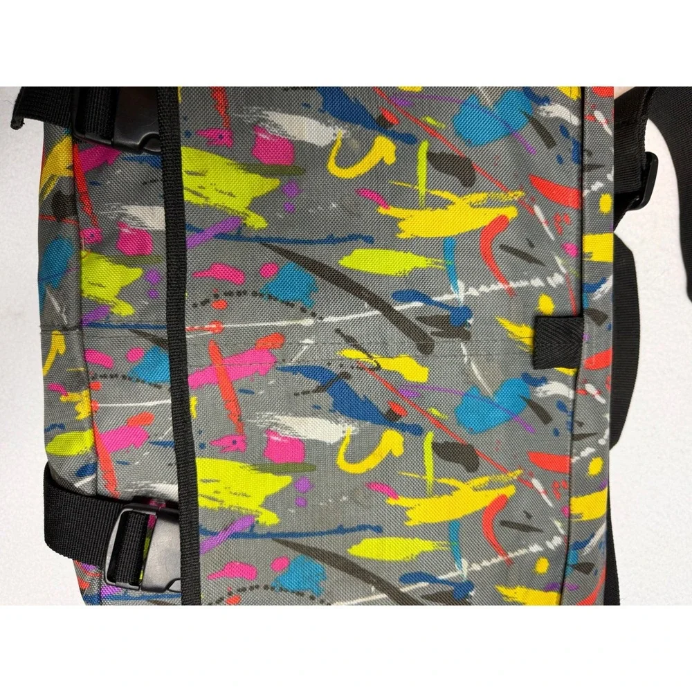 Y2K Paint Splatter Messenger Bag Grey Neon‎ Multi Color Crossbody Satchel Strap